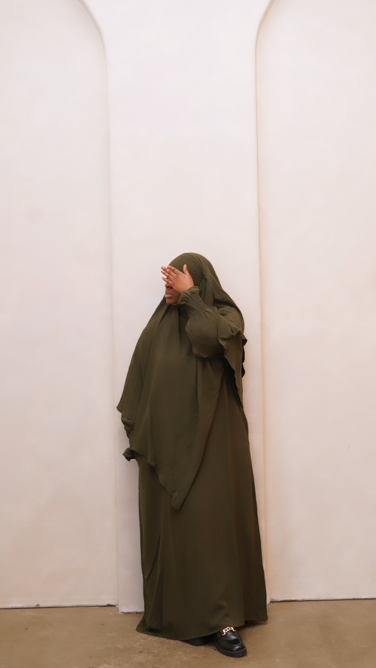 Army Green Abaya & Khimar Set