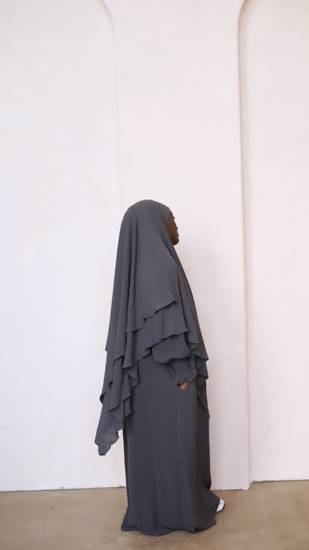 Charcoal Abaya & Khimar Set